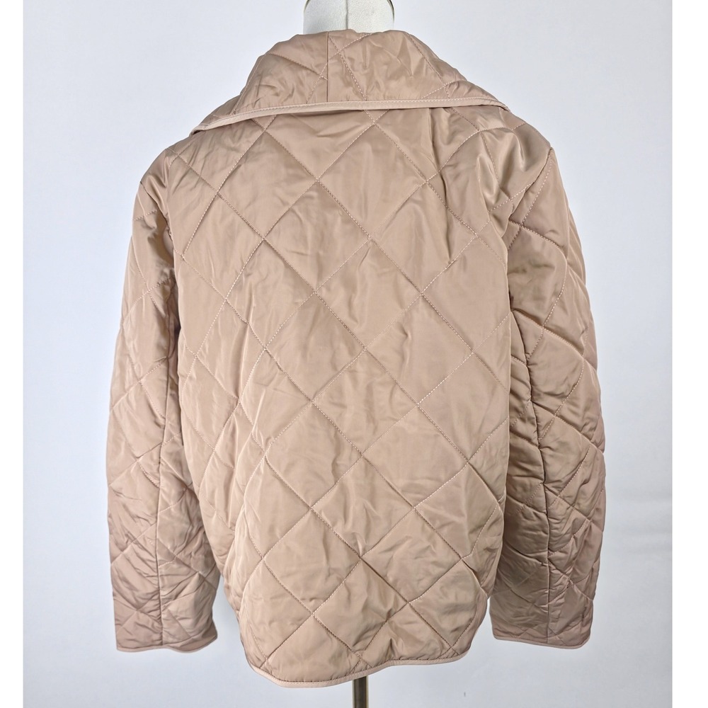 Calvin Klein Quilted Jacket Womens Large Tan Lightweight Wrap Front Gorpcore NWT - Picture 4 of 10